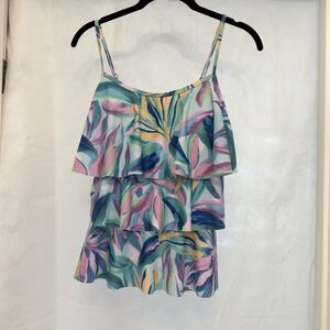 Caribbean Joe Swimsuit Tankini Bikini Top Multi Color Small